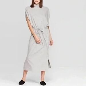 Prologue Batwing Short Sleeve Mock Turtleneck Dress Heather Gray Medium NWOT